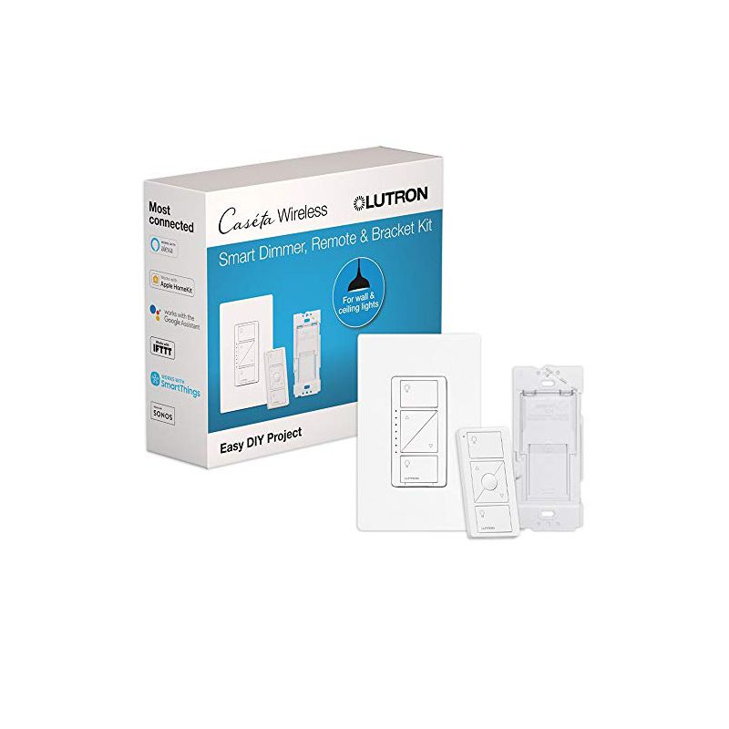 Lutron Caséta Smart Home Dimmer Switch and Pico Remote Kit Google Assistant (Smart Hub Required) | P-PKG1WB-WH | White, 1 of 9