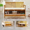 Outdoor Bench with Storage Compartment, Acacia Wood Patio Bench with Cushion, 2 Seater Garden Bench - 4 of 4