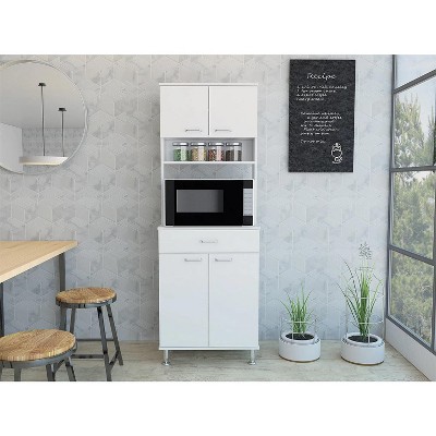 LunaLulinlk Kitchen Pantry with Countertop; Closed & Open Storage -White