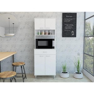LunaLulinlk Kitchen Pantry with Countertop; Closed & Open Storage -White - 1 of 4