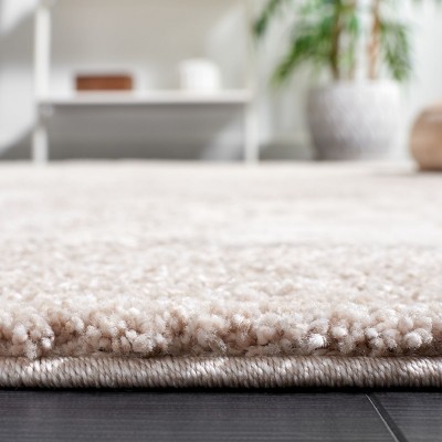 Beige Abstract Synthetic Runner Rug, 2' x 9'