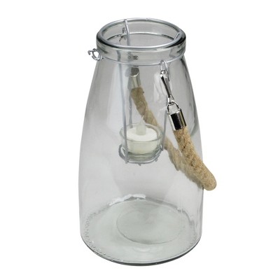 Northlight 10.25" Cylindrical Glass Lantern With a Hanging Tea Light Holder