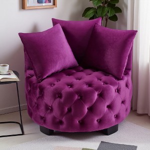 30.5" Velvet Tufted Leisure Chair with Cushions and Round Back - 1 of 4