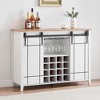 47-Inch White Wine Bar Cabinet with Sliding Barn Door, Sideboard with 16-Bottle Storage - 3 of 4