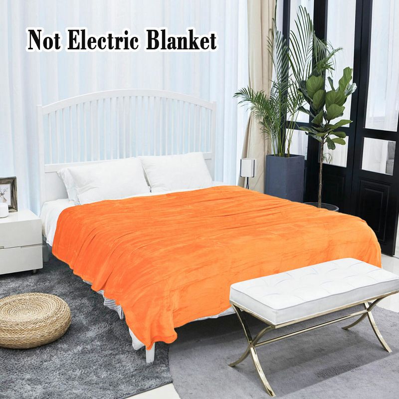 PiccoCasa 100% Polyester Soft Warm Fleece Plain Plush Bed Blankets 1 Pc, 3 of 9