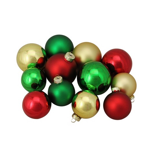 Northlight 96ct Red, Green And Gold Shiny And Matte Glass Ball ...