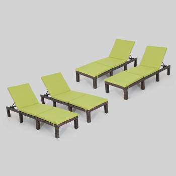 Jamaica 4pk Wicker Chaise Lounges - Lime - Christopher Knight Home