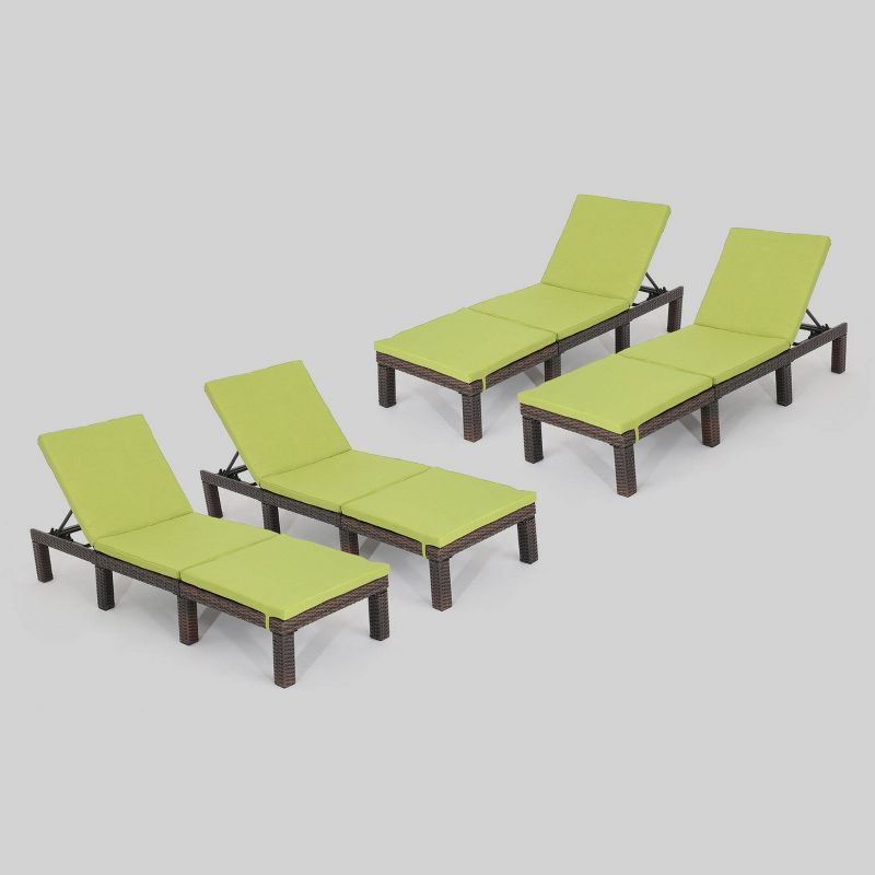 Jamaica 4pk Wicker Chaise Lounges - Lime - Christopher Knight Home, 1 of 6