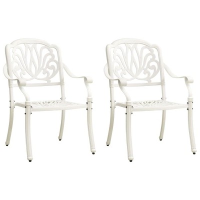 vidaXL Set of 2 Cast Aluminum White Patio Chairs - Weather Resistant