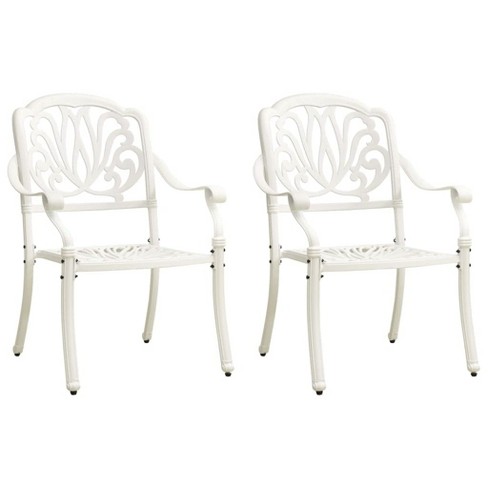 vidaXL Set of 2 Cast Aluminum White Patio Chairs - Weather Resistant - image 1 of 4