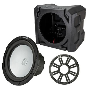 Kicker 45KM104 10" Marine Subwoofer 4-Ohm Charcoal LED Grill with SSV Universal Marine Sub Box Enclosure - 1 of 4
