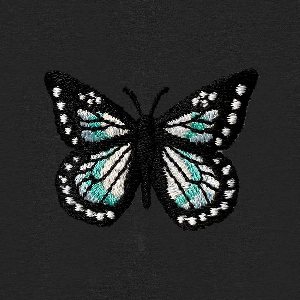 Sudadera con capucha recortada de vellón con bordado de mariposa para mujer, ajuste relajado de Dalix 2