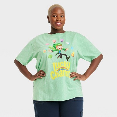 Women's Lucky Charms Oversized Short Sleeve Graphic T-Shirt - Green 2X