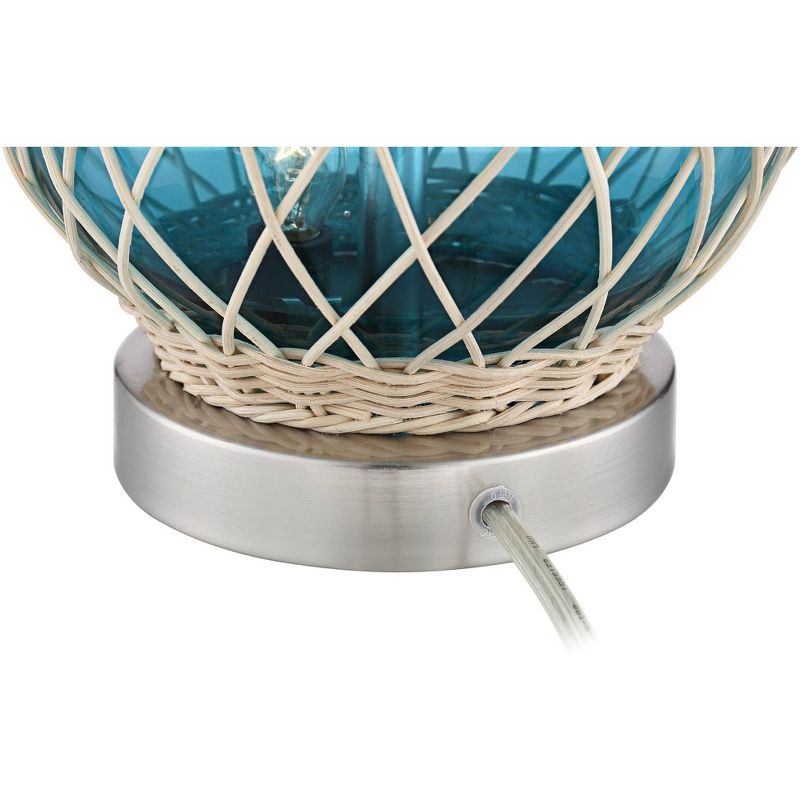 360 Lighting Alana Coastal Accent Table Lamp 22 3/4" High Rope Blue Glass Gourd with Table Top Dimmer White Fabric Drum Shade for Bedroom Living Room, 5 of 10