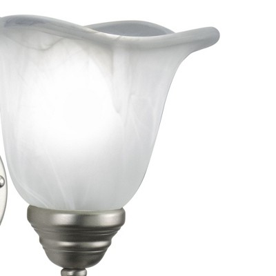 Bella Brushed Nickel Vanity Light with Alabaster Glass Shade