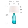 360 Lighting Stella Modern Coastal Table Lamp 30" Tall Fluted Blue Ribbed Glass White Drum Shade for Bedroom Living Room Bedside Nightstand Office - 4 of 4