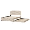 TIRAMISUBEST Queen Size Upholstered Platform Bed with Twin Size Trundle and 2 sets of USB Ports on each side, Modern Bed Frame with Headboard - 4 of 4