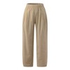 Linen Pants Women Wide Leg Palazzo Summer Flowy Pants Beach Vacation Clothes Elastic Waist Travel Trousers with Pockets - 2 of 3