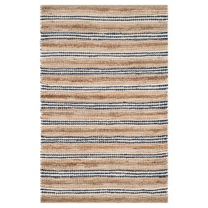 Natural/Blue Stripes Woven Area Rug - (4