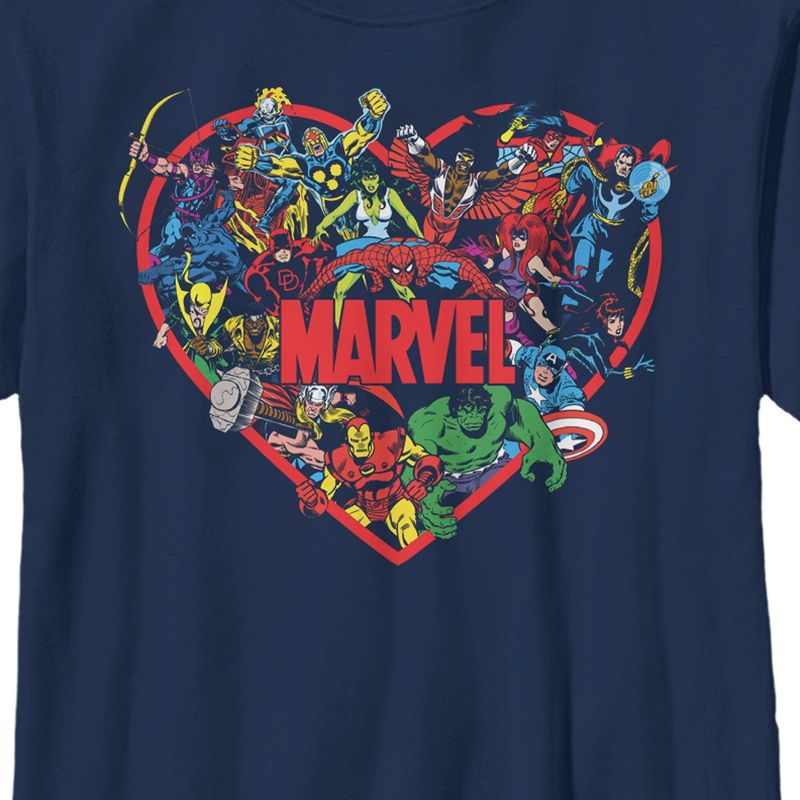 Boy's Marvel Heroes Unite Heart T-Shirt, 2 of 5