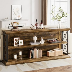 VANOMi 63 Inch 3-Tier Console Table Brown and Black - 1 of 4