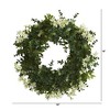 Nearly Natural 18” Eucalyptus and Dancing Daisy Double Ring Artificial Wreath with Twig Base - 2 of 3