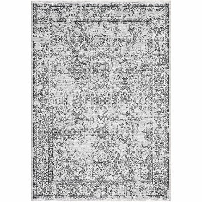 Washable Vintage Area Rug with Non-Slip Backing, Low Pile Soft Farmhouse Carpet for Living Room, Bedroom, Kids Playroom