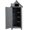 Outdoor Wooden Storage Shed, Pointed Roof Tool Storage Shed with Lockable Door, Organizer Cabinet with Waterproof Roof for Lawn, Backyard Grey - 2 of 4
