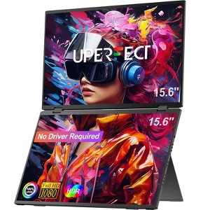 UPERFECT 15.6" Dual-Screen Portable Monitor 1080P HDR, Auto-Rotate Folding Laptop Extender with USB-C & HDMI for Business & Gaming No Driver Needed - 1 of 4