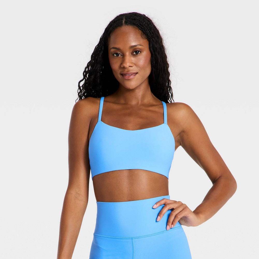 Women's Everyday Soft Light Support Strappy Sports Bra - All In Motion™ Sky Blue L