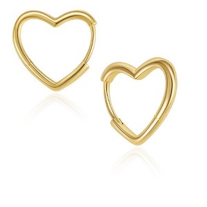 Molenia 14K Gold Heart Hoop Earrings for Women, 925 Sterling Silver Heart Shaped Huggie Minimalist Earrings Mothers Day Birthday Gifts for Women Mom - 1 of 4