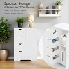 FurnitureR Storage Cabinet with 4 Drawers and Side Door, Modern Wood Organizer Unit with Adjustable Shelves, 32.28Inch Tall, White - 4 of 4