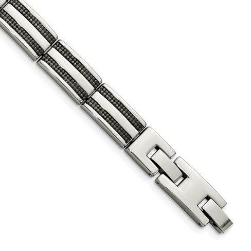 Black Bow Jewelry Men's Stainless Steel and Black Plated Bracelet - 8.25 Inch - image 1 of 4