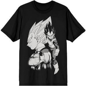 Dragon Ball Z Vegeta Black And White Character Art Men's Black T-shirt - 1 of 2