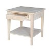 Spencer End Table - International Concepts: Solid Wood, Unfinished, with Storage Drawer & Shelf - image 2 of 4