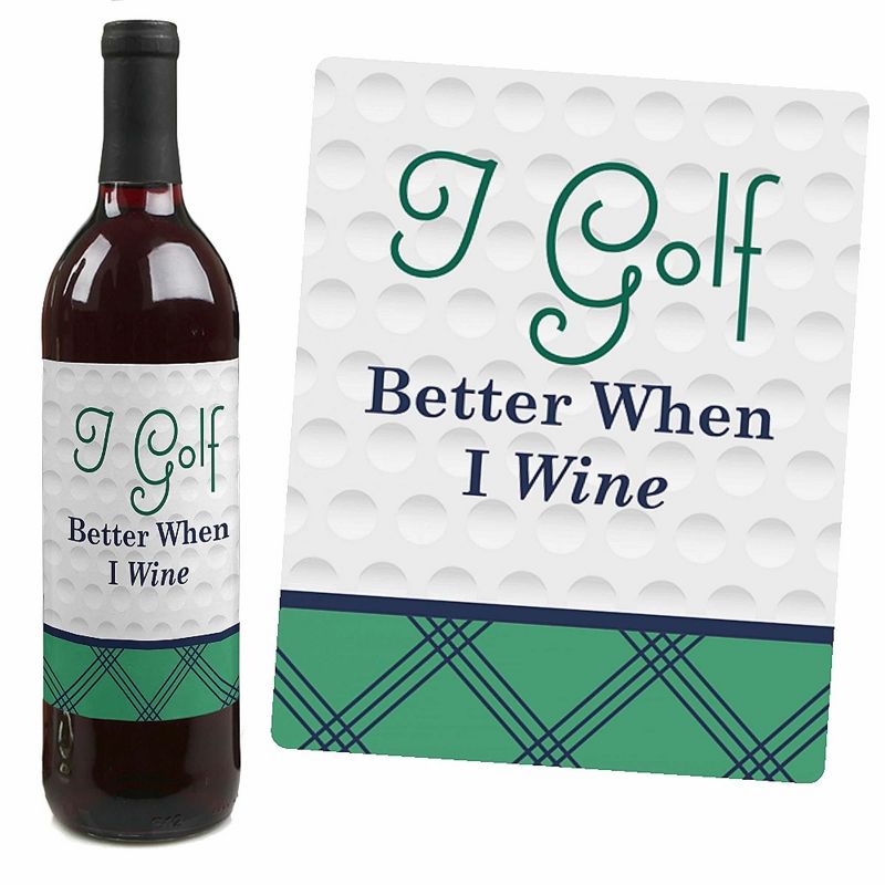 Big Dot of Happiness Par-Tee Time - Golf - Birthday or Retirement Party Birthday Party Gift for Women and Men - Wine Bottle Label Stickers - Set of 4, 4 of 9