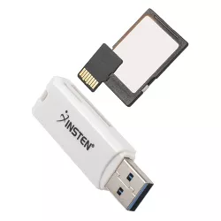 Insten USB 3.0 Card Reader, Dual Slot Card Adapter, For SDXC, SDHC, SD, Micro SDXC, Micro SD, Micro SDHC Card, Fast Reader / Writer, White