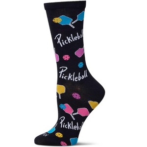 Memoi Women's Pickleball Paddle Rayon From Bamboo Crew Socks Navy 9-11 - 1 of 3