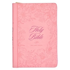 KJV Holy Bible, Thinline Large Print Faux Leather Red Letter Edition - Thumb Index & Ribbon Marker, King James Version, Pink, Zipper Closure - 1 of 1