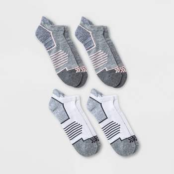 Women's Extended Size Cushioned Active Accents 4pk No Show Tab Athletic Socks - All In Motion™ Gray/White 8-12