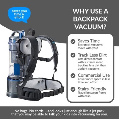 Prolux 2.0 Lightweight Gray Bagless Backpack Vacuum with HEPA Filter