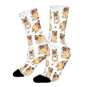 Cute Funny Pug Pupies Women Printed Crew Socks Funny Funky Socks Soft Polyester Novelty Gifts for Artists Men - 1 of 4