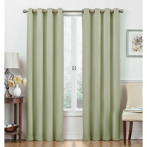 Kate Aurora Basic Jacquard 2 Piece Blackout Grommet Top Hotel Window Curtains - 1 of 1