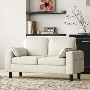 Kinsuite Loveseat Sofa Chair - 56" Modern Accent Chairs with Arm, Beige - 1 of 4