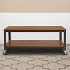 Flash Furniture Livingston Collection TV Stand in Brown Oak Wood Grain Finish with Metal Wheels - 2 of 3