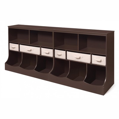 Espresso MDF Kids Toy Storage Unit with Ecru Baskets