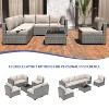 7-Piece Outdoor PE Rattan Sectional Sofa Set with Thick Cushions & Tempered Glass Table – Perfect for Garden, Backyard, Poolside - 4 of 4