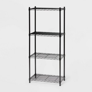 4 Tier Wire Shelving Black - Brightroom™: Steel Utility Storage, Adjustable Feet & Shelves, 350 lb Capacity, 54" Height - 1 of 3