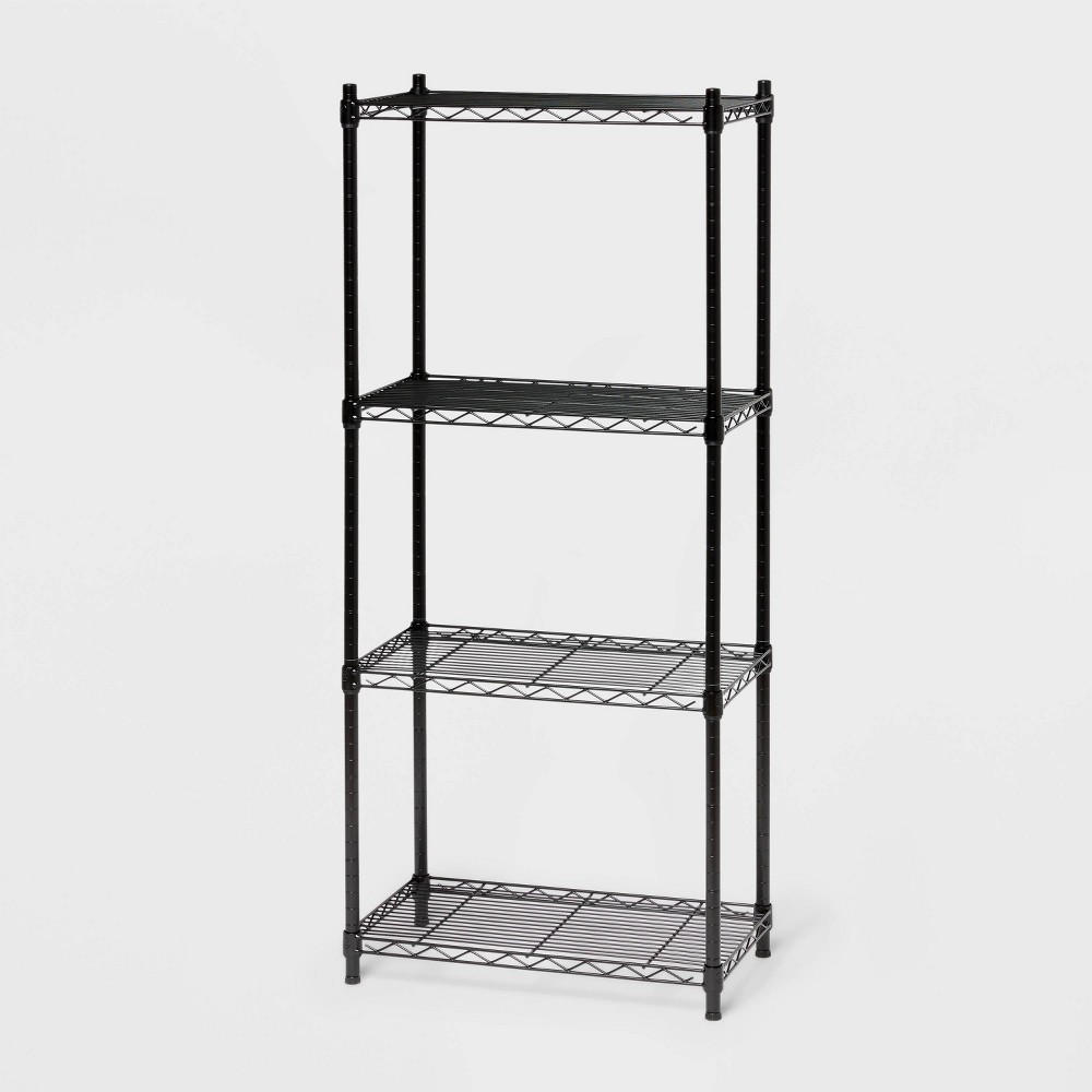 4 Tier Wire Shelving Black - Brightroom™: Steel Utility Storage, Adjustable Feet & Shelves, 350 lb Capacity, 54" Height