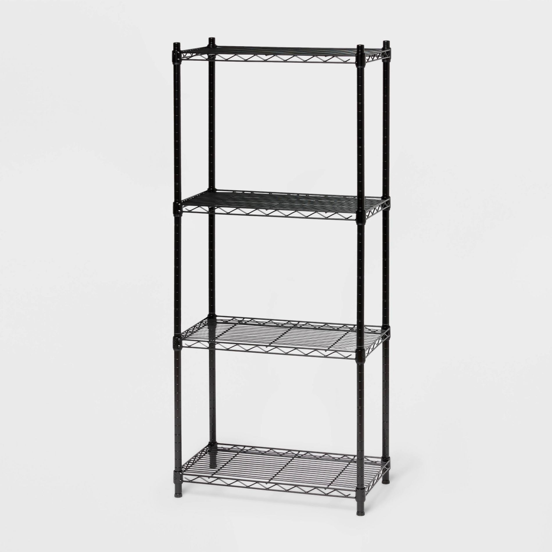 4 Tier Wire Shelving Black - Brightroom™: Steel Utility Storage, Adjustable Feet & Shelves, 350 lb Capacity, 54" Height